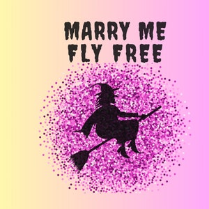 スーザンの「Marry Me Fly Free」ポスター、デジタルポスター、T シャツと組み合わせたコレクターズアイテム、ハロウィーンテーマ、面白いポスター。