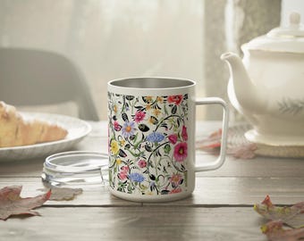 Travel flower Insulated Coffee Mug, 10oz