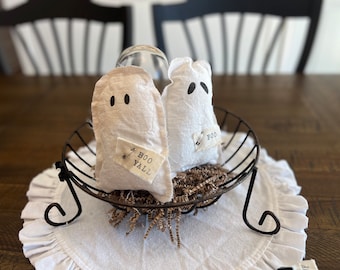 Riempitore per ciotole, Decorazione primitiva per vassoi, Fantasma, Decorazione di Halloween, Ornamento in tessuto