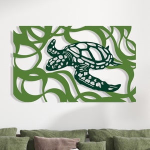 Colorful Sea Turtle Metal Wall Art for Living Room Decor, Multicolored Wall Hanging for Turtle Lover Gifts, Large Wall Art for Bedroom Decor