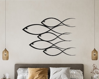 Minimalist Metal Fish Wall Art: Coastal Beach House Decor