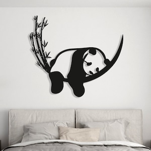 Cute Panda Metal Wall Art for Panda Lover Gift, Metal Wall Decor for Animal Lover Gift, Kids Room Wall Hanging, Unique Above Bed Wall Decor