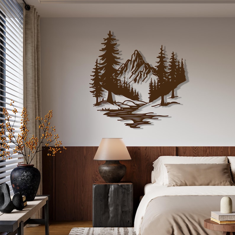NORTH KAISER Décoration Murale Métal | Arte Murale Montagnes & Forêts | Sculptures Murale Rustique et Moderne pour Salon Maison Chambre à Coucher Bureau Cuisine l'extérieur (Noir, 60 x 40 cm NORTH KAISER Décoration Murale Métal | Arte Murale Montagnes & Forêts | Sculptures Murale Rustique et Moderne pour Salon Maison Chambre à Coucher Bureau Cuisine l'extérieur (Noir, 60 x 40 cm