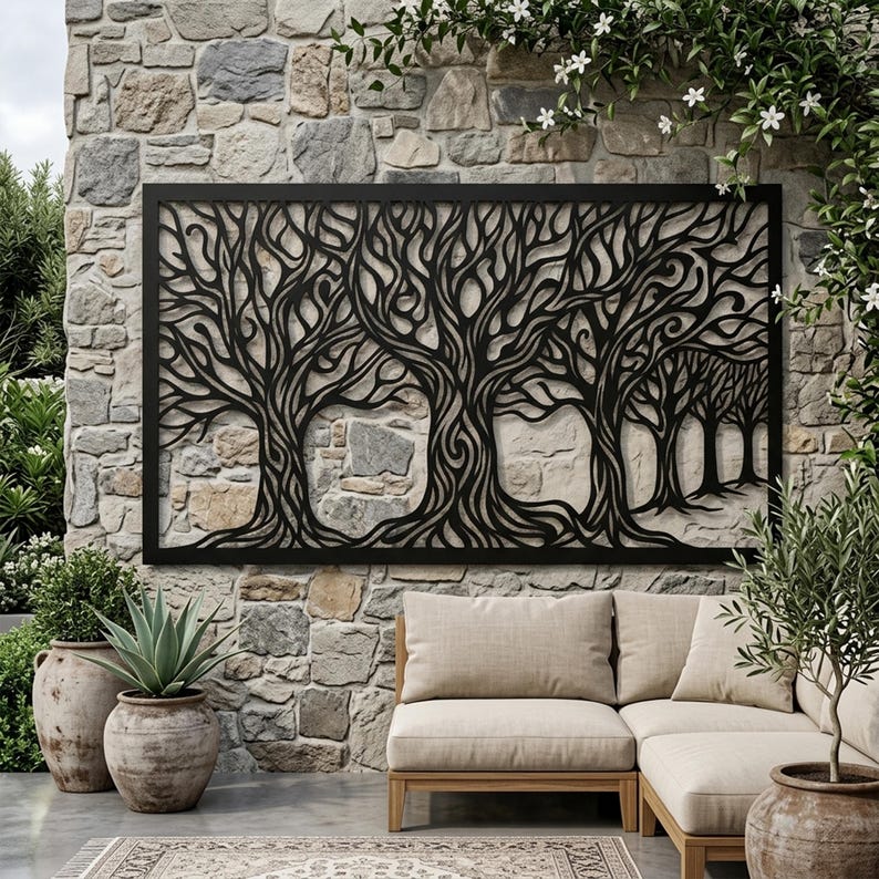 Tree of Life Forest Metal Wall Art | Large Outdoor Garden Decor ...