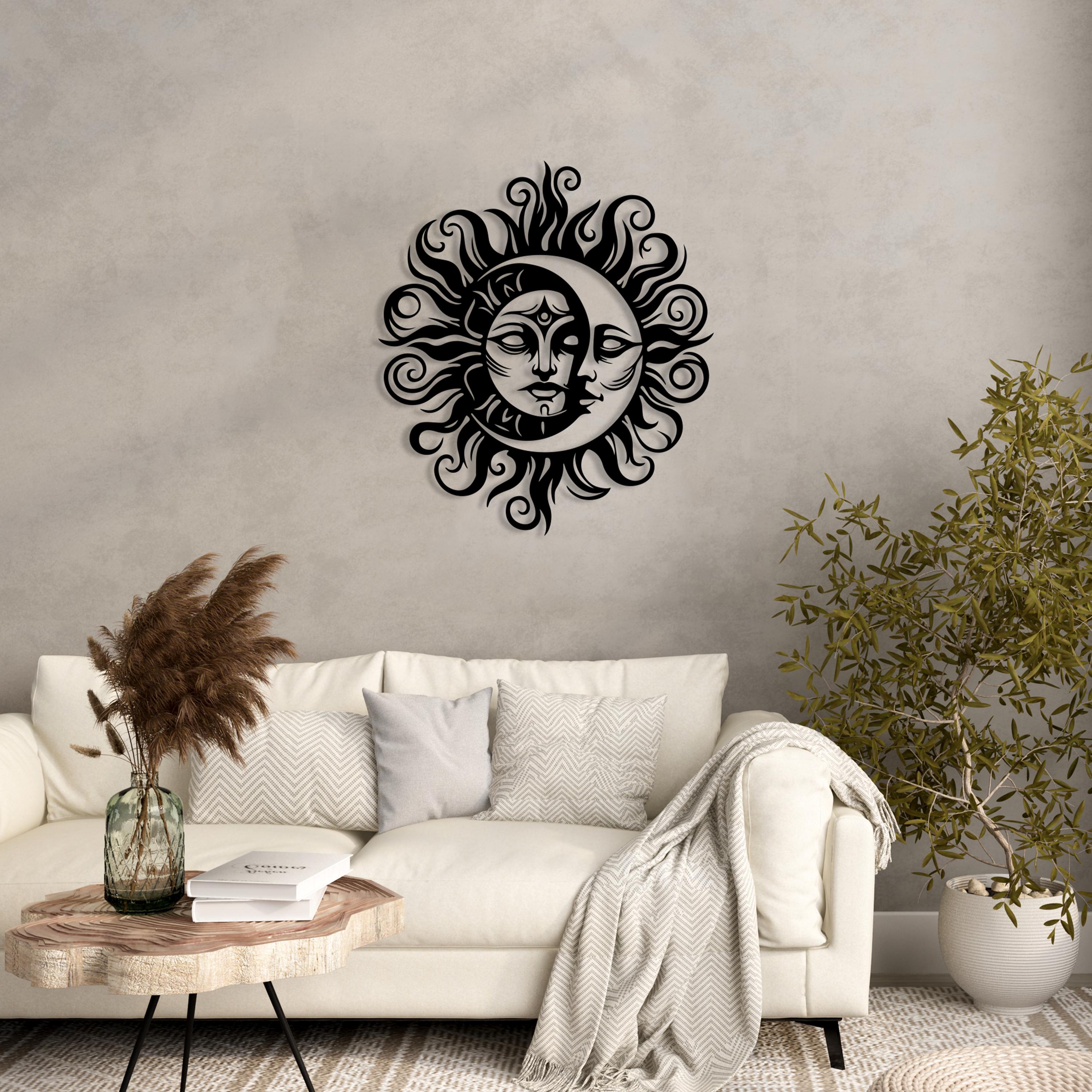 Crescent Moon and Sun Metal Wall Art: Celestial Home Decor - Etsy