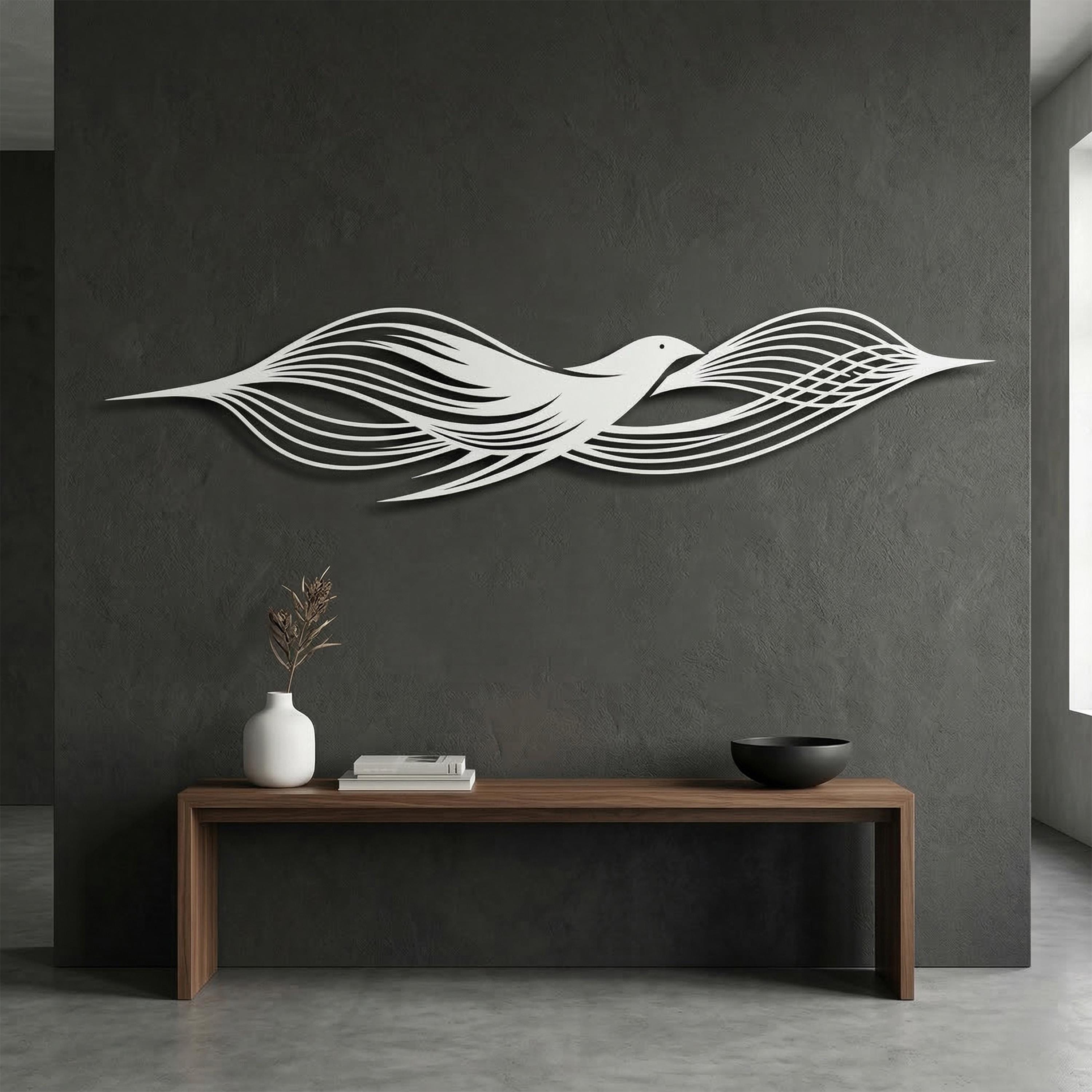 Abstract Bird Metal Wall Decor | Minimalist Flowing Line Art for Modern ...