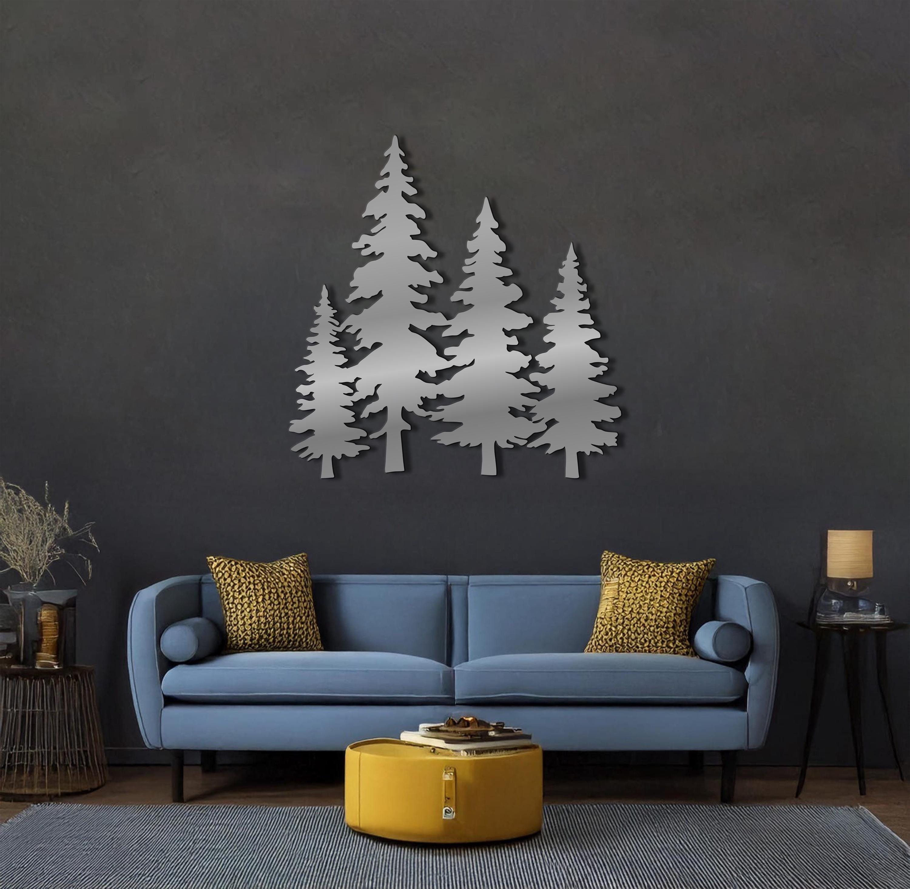 Black Metal Pine Tree Wall Art | Modern Rustic Cabin Decor | Forest ...