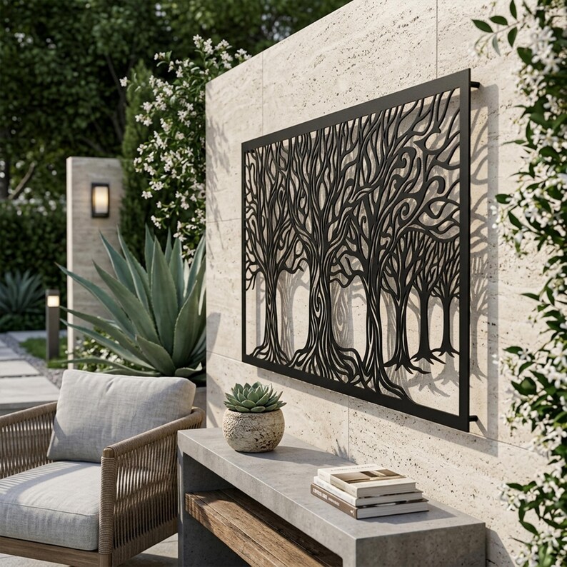 Tree of Life Forest Metal Wall Art | Large Outdoor Garden Decor ...