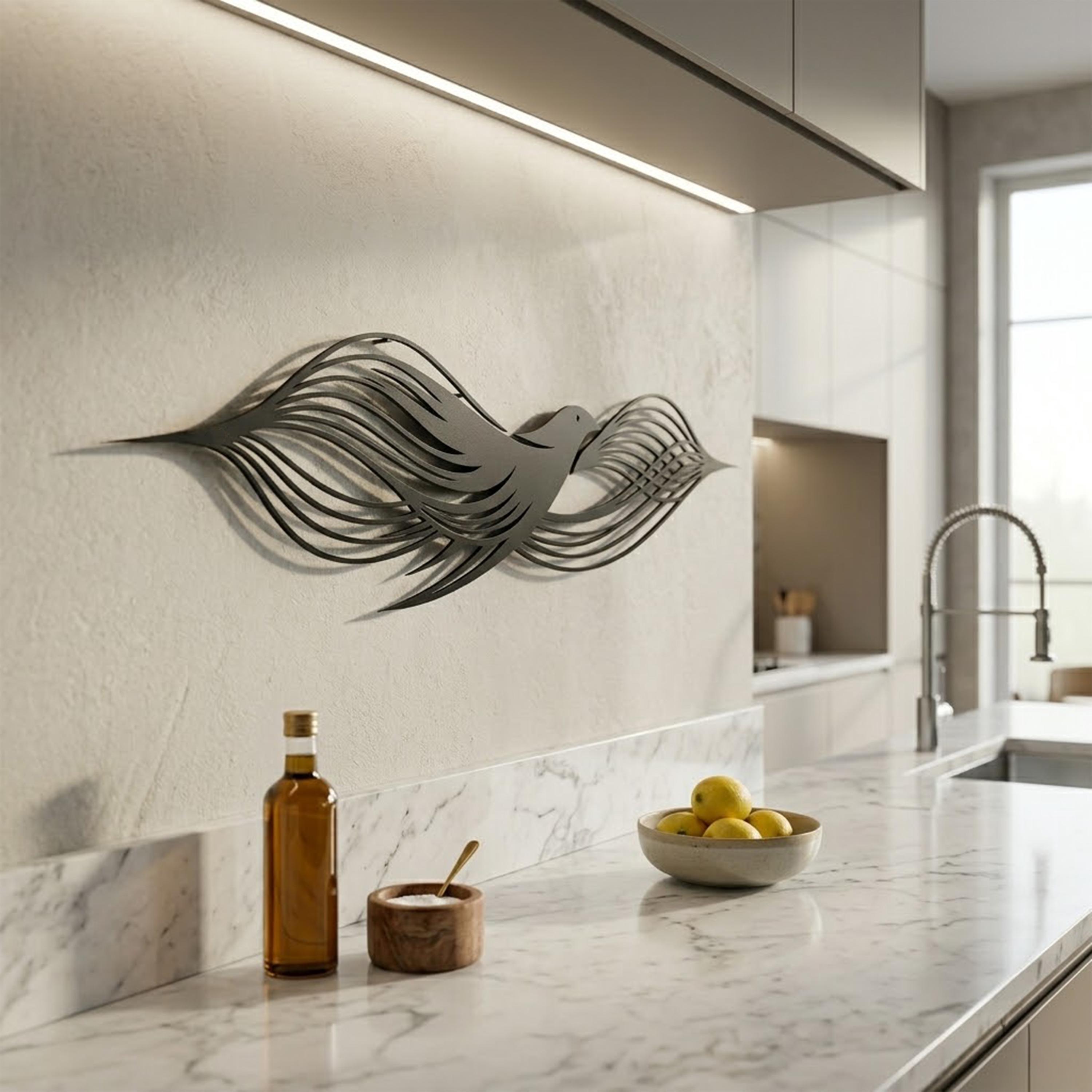 Abstract Bird Metal Wall Decor | Minimalist Flowing Line Art for Modern ...