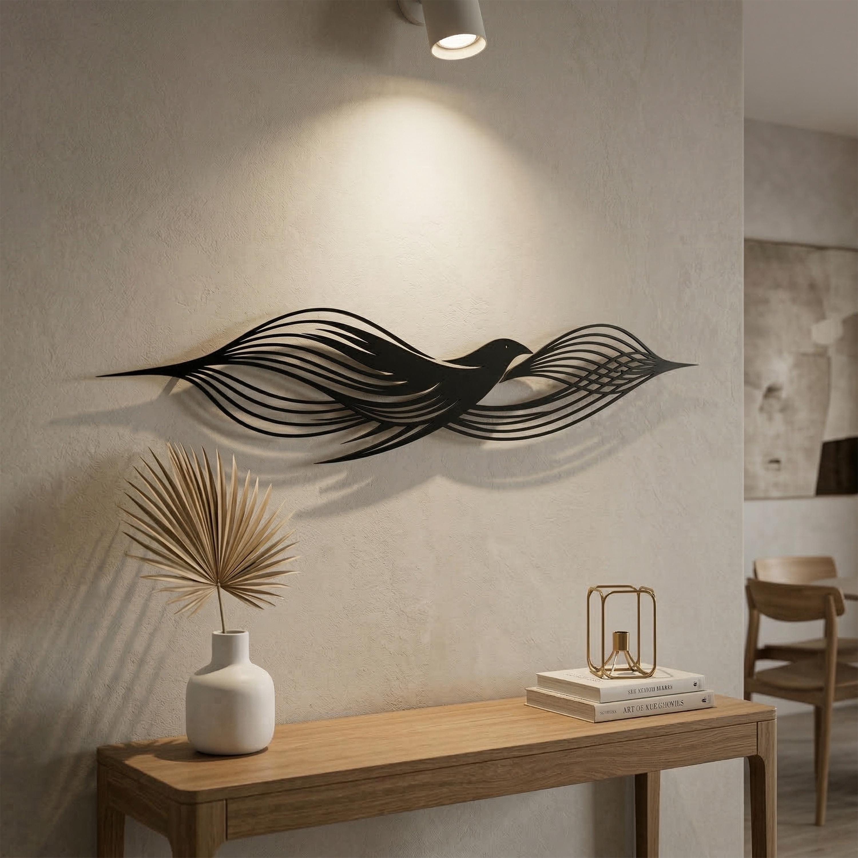 Abstract Bird Metal Wall Decor | Minimalist Flowing Line Art for Modern ...
