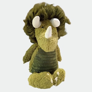 Jellycat Triceratops Dinosaurier Plüschtier, Grünes strukturiertes Stofftier, gebrauchtes Sammlerstück