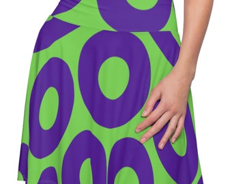 Falda patinadora Phish Donut verde y morada: moda para festivales