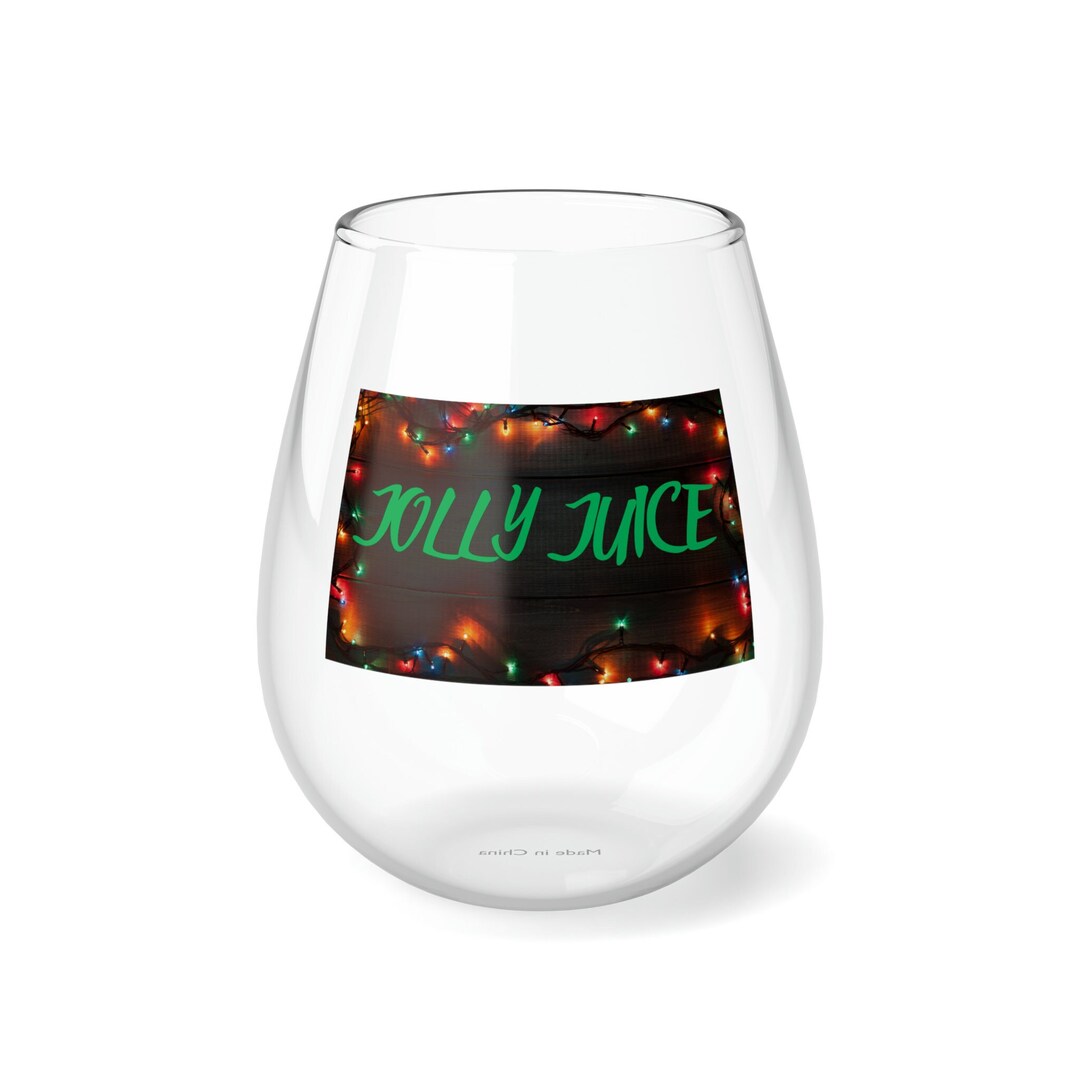 Jolly Juice Holiday Stemless Wine Glass, Christmas Wine Glass, Christmas Revelry, Holiday Wine