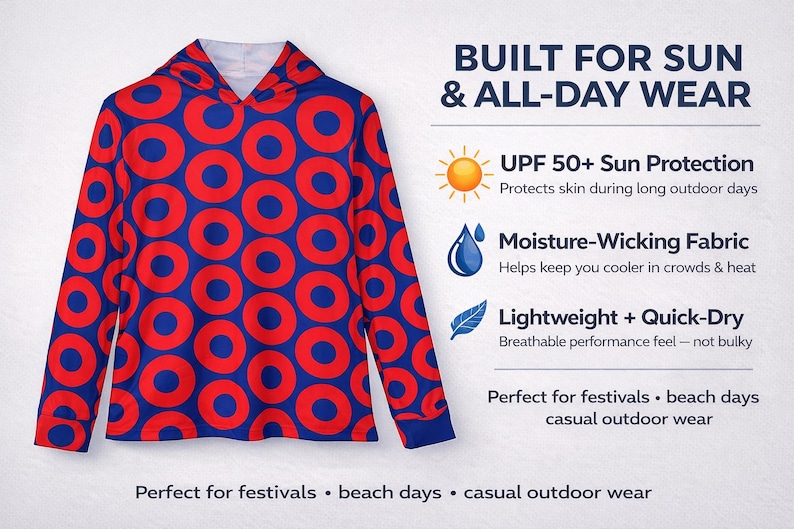 Phish Donuts UPF 50+ Performance Sun Hoodie | Lightweight Moisture-Wicking Shirt image 4