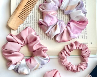 scrunchies hair accessories gift for her for a girl soft silk set present hairstyle made in Ukraine