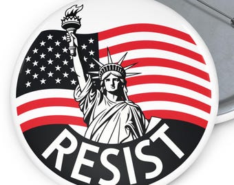 Statue of Liberty Pin RESIST Pin Political Button Protest Pin Button Activist Badge Pro Women's Rights Resistance Button Protect Our Rights