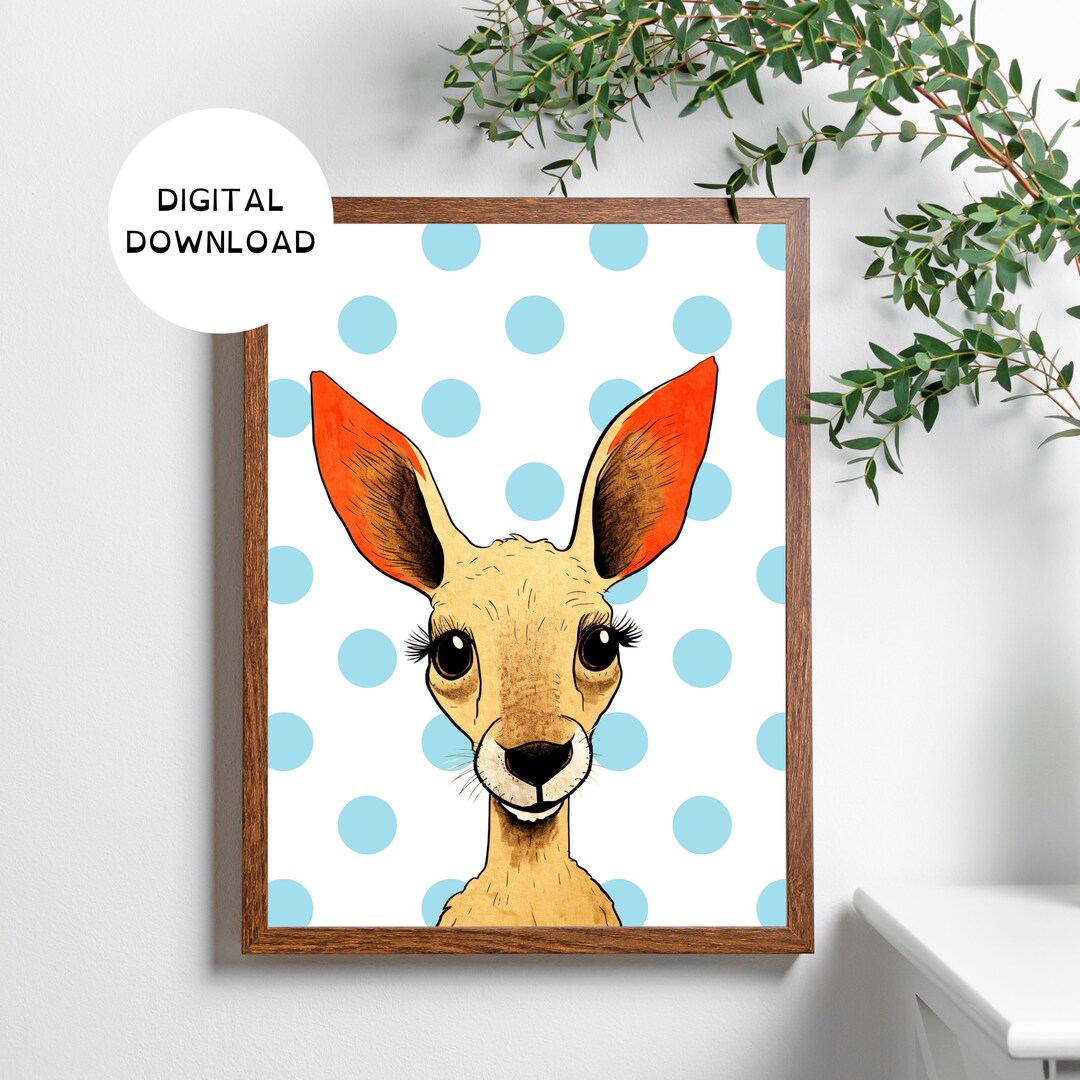 Kangaroo Wall Art Printable Nursery Wall Art Kangaroo Print Kids Room