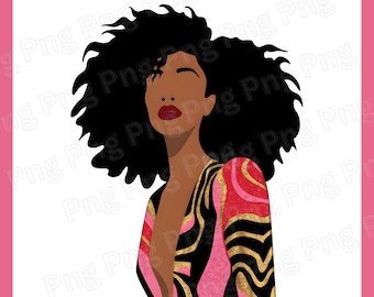 Elegant Afrocentric Fashion PNG Bundle 5 Black Women Sublimation Melanin Digital Art African American Fashion Clipart Gold Pink Black Woman