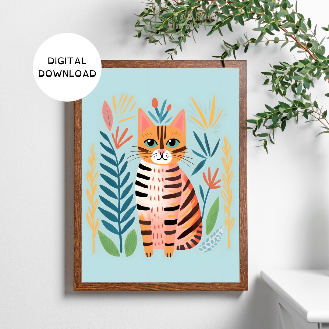Bengal Cat Wall Art Print Printable Nursery Wall Art Cat Etsy
