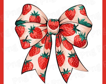 Coquette Strawberry Bow Png Trendy Shirt Png Design Fruit Png Cute Strawberry Png Cottagecore Aesthetic Trendy Coquette Png Girly Bow Png