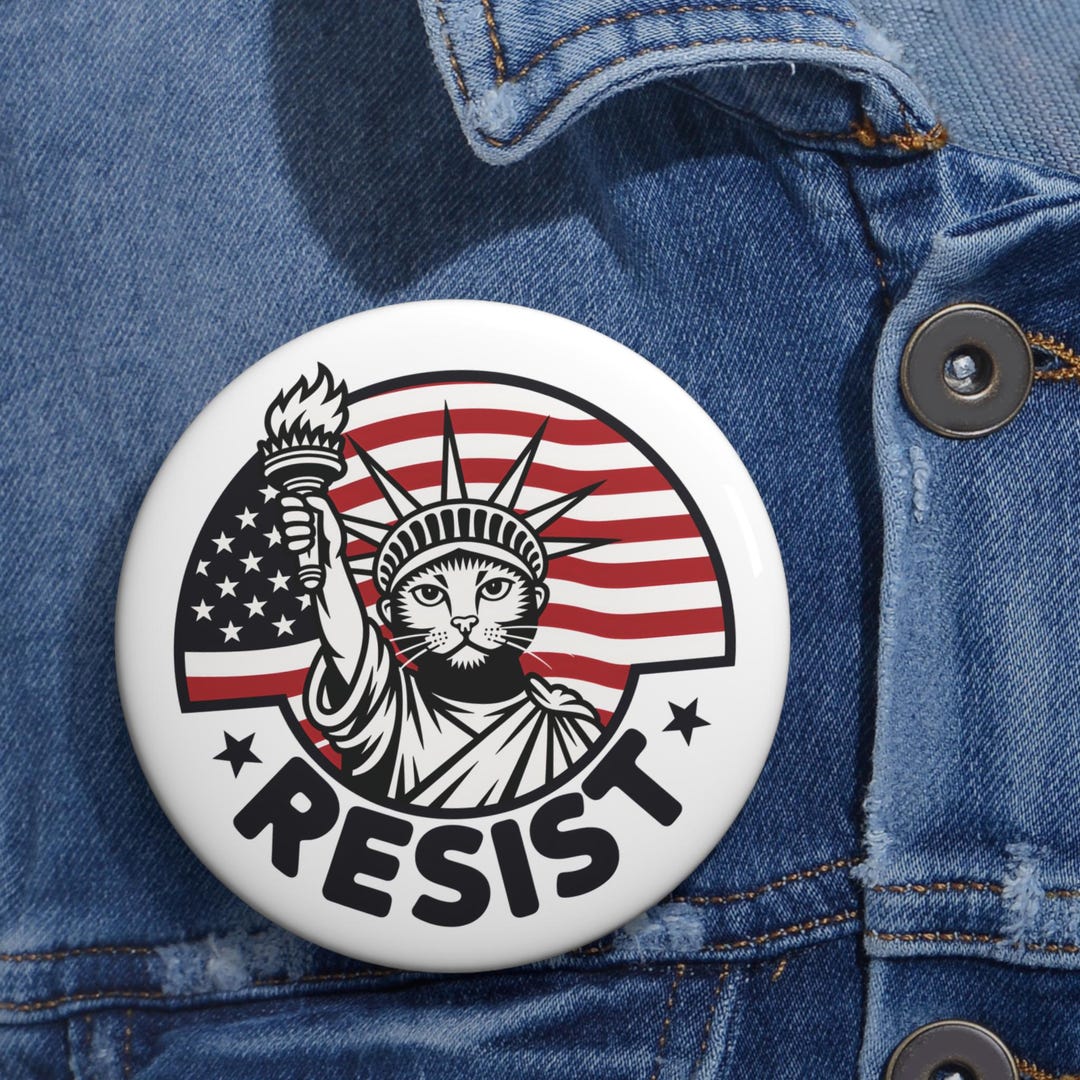 RESIST Pin Cat Pin Statue of Liberty Feminist Political Button Anti ...