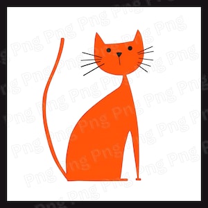 Minimalist Orange Cat Png Cat Lover Png Retro Mid-Century Cat Png Pet Owner Sublimation Cat Lover Png  Whimsical Cat Art Digital Download
