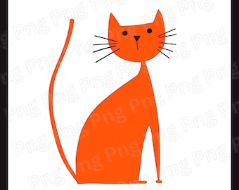Minimalist Orange Cat Png Cat Lover Png Retro Mid-Century Cat Png Pet Owner Sublimation Cat Lover Png  Whimsical Cat Art Digital Download