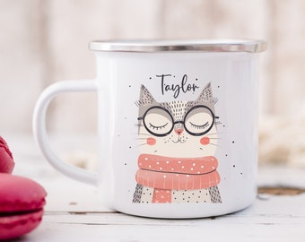 Personalized Dog Enamel Mug, Custom Name Camping Cup - Etsy
