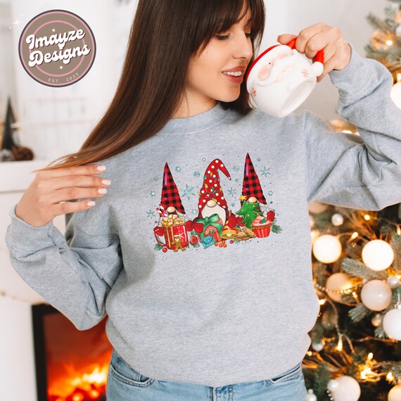 Cute Christmas Gnomes Sweatshirt Festive Xmas Jumper Gnomies Winter Sweater Funky Gift Family Secret Santa Nordic Gnomes Etsy