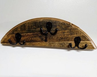 Bourbon Barrel top 6 Hook Key Hook / Coat Rack