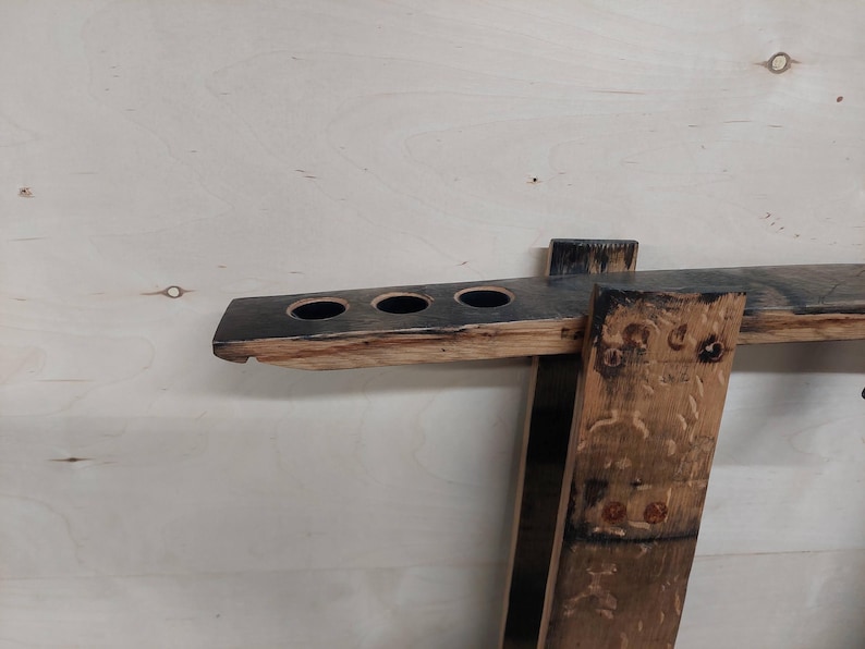 Bourbon Barrel Stave Pool Cue Rack / Billiard Shelf image 9