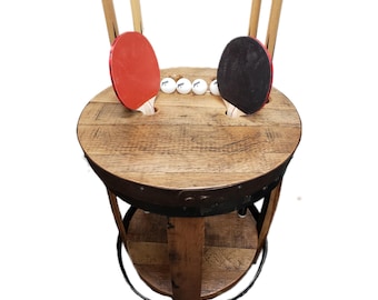 Bourbon Barrel Ping Pong & Pool Cue Table
