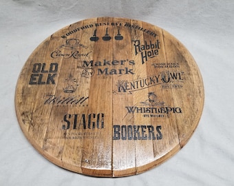 Bourbon Barrel Multi Brand Logo Wall Art or Lazy Susan