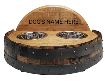 Custom Engraved Pet Bowl with back / Customized Elevated Feeding Station
