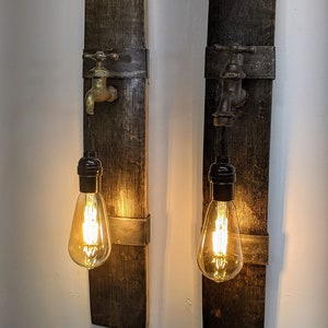 Bourbon Barrel Stave Faucet Light, Wall Hanging Barrel Stave Light