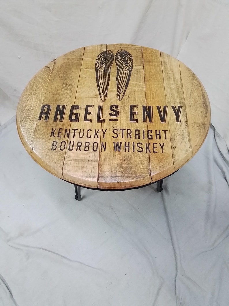 Bourbon Barrel Hairpin End Table - Thumbnail 2