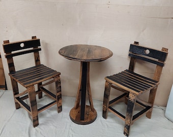 Bourbon Barrel Pedestal Table & Chairs