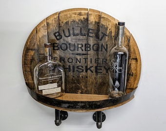 Barrel Top Pipe helf, Bottle display shelf - Engraved