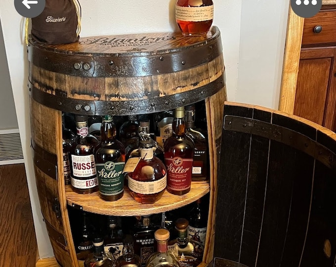 Featured listing image: Half Bourbon Barrel Cabinet, with Door, Bourbon Barrel Cabinet