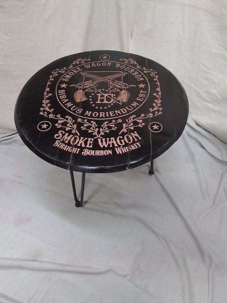 Bourbon Barrel Hairpin End Table - Thumbnail 4