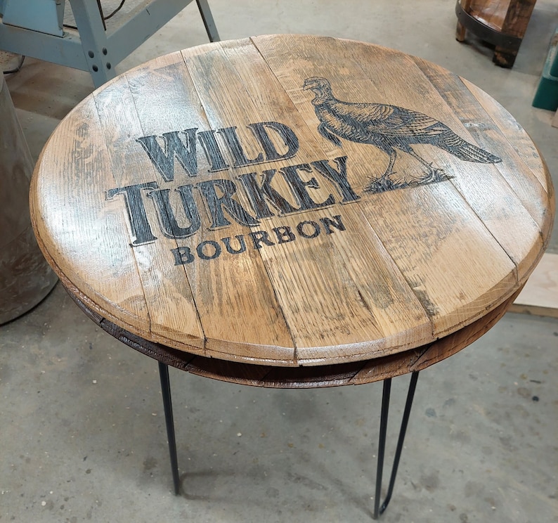 Bourbon Barrel Hairpin End Table