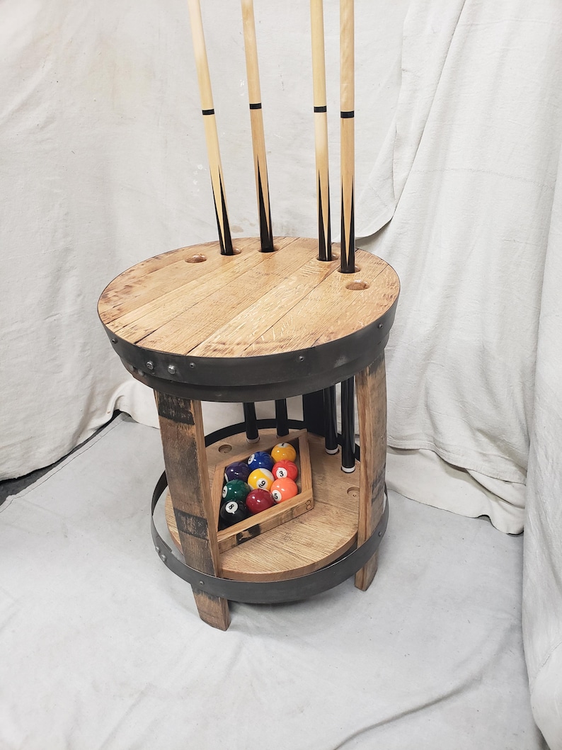 Pool Table Rack Slot Bourbon Barrel Pool Cue Rack, Rustic Billiard Table - Etsy