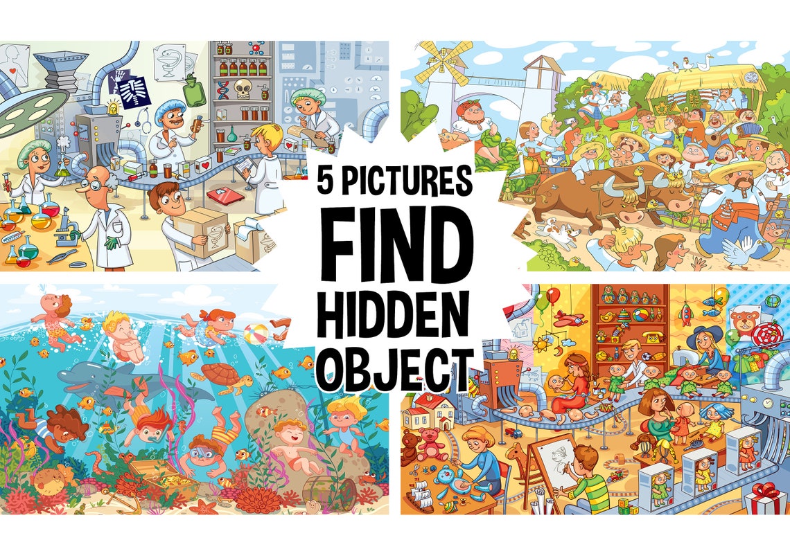 Find the Hidden Object. Activity Pages for Kids. Set of 5 - Etsy