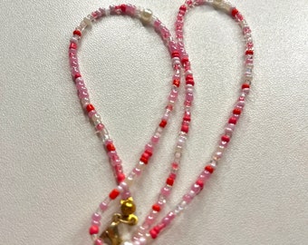 valentines inspired seed bead necklace beaded jewelry handmade