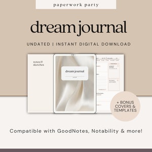 Digital Dream Journal, Sleep Tracker, Sleep Log, Goodnotes Template, Dream Journal Printable, Dream Log pdf, Minimalist Dream Tracker