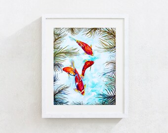 Original Watercolor Painting Print 'Taisho Sanshoku'. Contemporary home decor, Wall decor, mini art, nature art, unique art, botanical art.