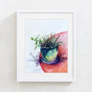 Impression originale de peinture à l’aquarelle &#39;Bonsai Portulacaria&#39;. Art botanique, Décoration murale, Art de la nature, Aquarelle, Aquarelle.