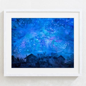 Original Watercolor Painting Print &#39;Still Stars&#39;. Contemporary home decor, mini art, nature art, unique art, wall decor, watercolor art.