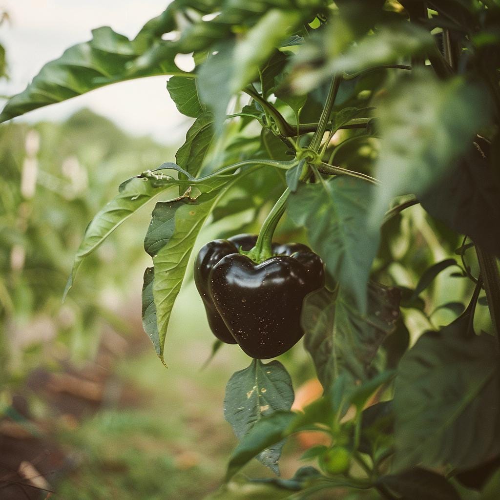 Sweet Black Bell Pepper Seeds - Non-GMO, Heirloom, and Easy to Grow