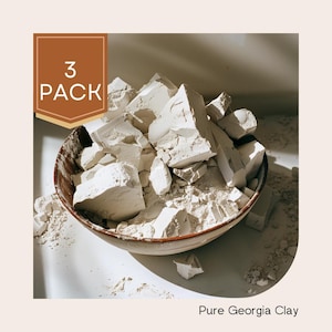 Pure Edible Kaolin Clay - Georgia White Dirt Clay. Edible Clay Dirt. Pica Clay. Calabash Chalk. Your Wellness and Beauty Essential. 3 Packs